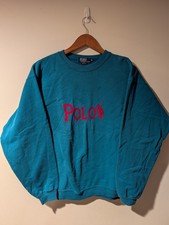 Vtg Polo Ralph Lauren Spell Out Sweatshirt Teal XL Made in USA 90s Streetwear