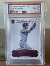 CODY BELLINGER 2017 PANINI FLAWLESS RUBY /15 ROOKIE CARD #106 PSA 10
