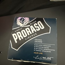 Proraso Single Blade Cypress Vetyver Eau De Cologne Tissues 6 Sachets NEW