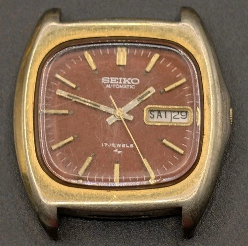 Vintage SEIKO 7006 5019 1970'S Automatic Watch Gold Plate Parts Repair