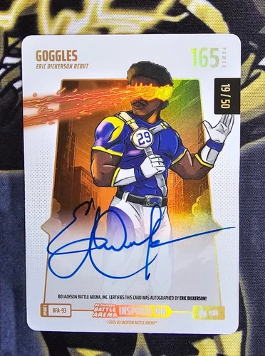 Bo Jackson Battle Arena GOGGLES Eric Dickerson Debut Auto /50 Fire 165 BFA-93