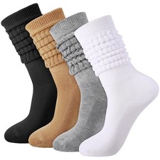 Jspupifip 4 Pairs Slouch Socks for Women,Retro Soft Breathable Athletic Scrun...