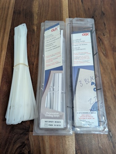 GBC VeloBind Binding Strips Lot White Navy Blue Black + 30 Loose Spines 200...