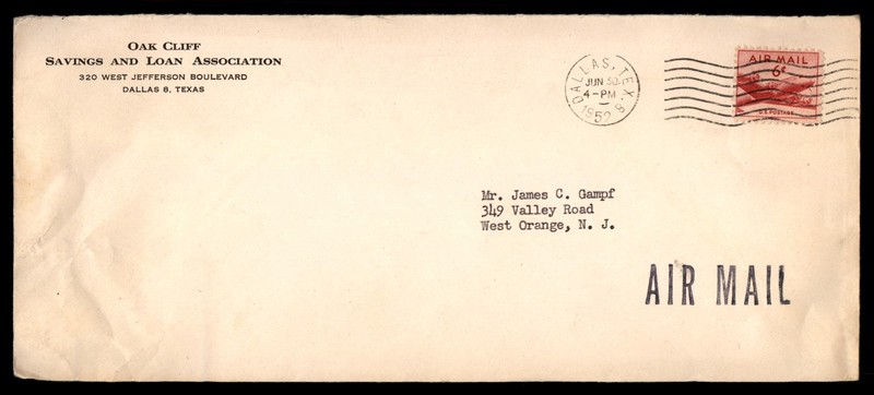 Mayfairstamps US 1952 Oak Cliff Savngs and Loan Dallas Cover cca_08277