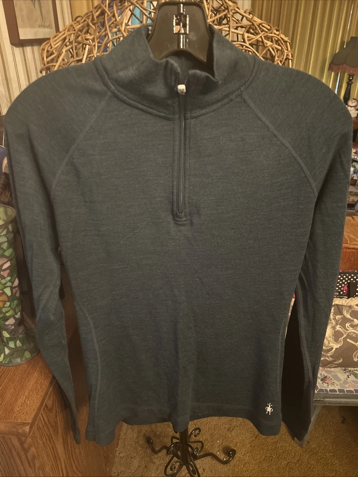 Smartwool Womens Quarter Zip Base Layer Merino Wool Long Sleeve Shirt Large