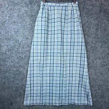 Vintage Pendleton Maxi Skirt Women 12 Blue White Plaid Pure Wool Light Academia