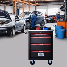 4 Drawers Tool Cart W Wheels Metal Tool Storage for Garage Workshop 30" Tool Box