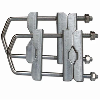 TYSON 2x Abrazadera doble de mástil Tubo Soporte de mástil hasta 60 mm Abrazadera de mástil galvanizada 17 cm de largo