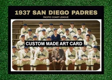 1937 San Diego Padres Custom Made Art Baseball Card Team Card Ted Williams