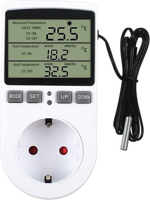 Temperaturregler Steckdose 230V Digital mit Fühler Timer LCD für Heizung Kühlung