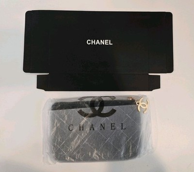 CHANEL Black Quilted Makeup Bag Beauty Line | eBay
