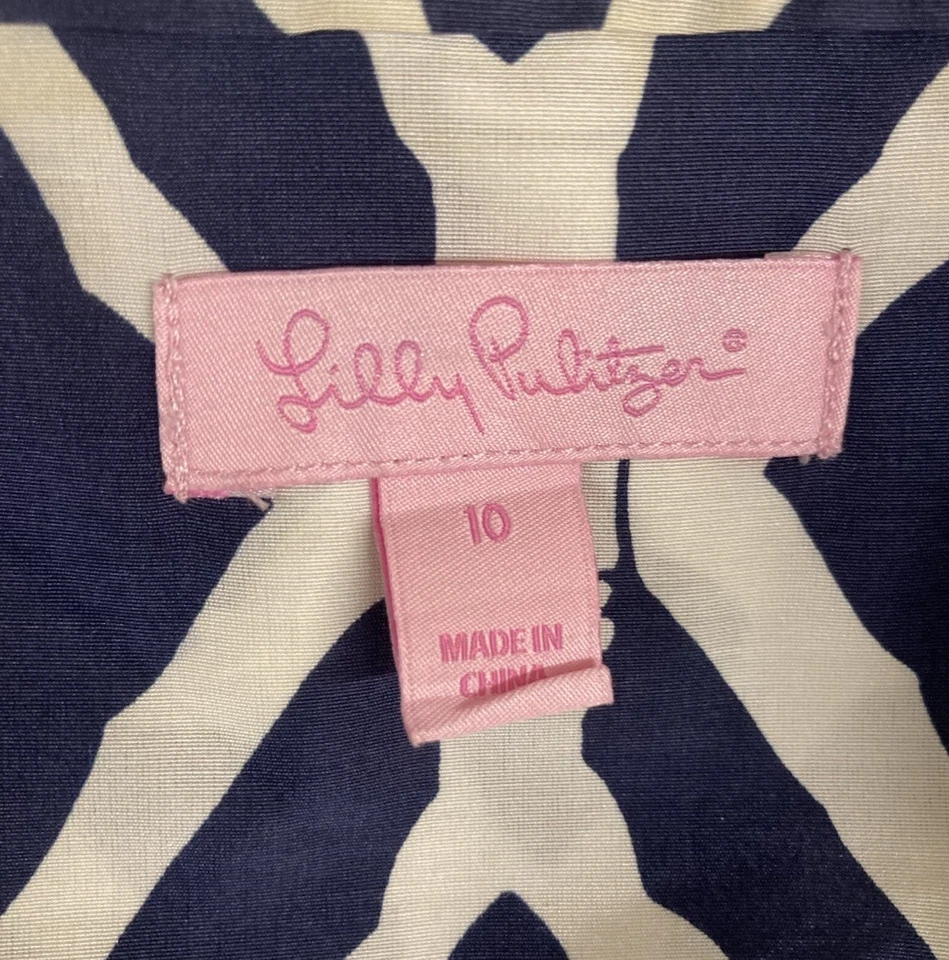 Lilly Pulitzer Dress 10 Blue Open Tie Belt Wrap - Image 4 of 4