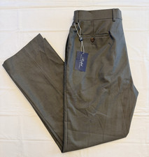 NWT Ralph Lauren Olive Herringbone Flat Front Dress Pants Men's 34x32 New 