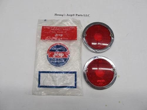 FOR WILLYS JEEP CJ2A CJ3A TRUCK ALA 118024 TAIL LIGHT LENS PAIR NOS! - Picture 1 of 5