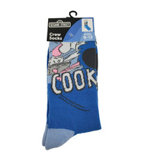 Sesame Street Mens Size 9-13 Blue Cookie Monster Novelty Graphic Crew Socks