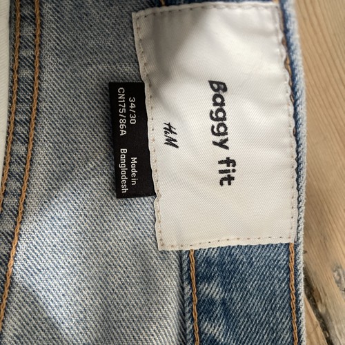 H&M Baggy Loose Fit Mens Jeans 32 30 Washed denim blue - Picture 5 of 8