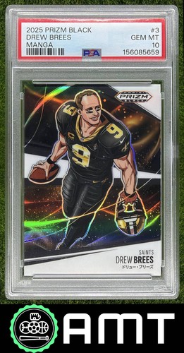 Drew Brees PSA 10 2025 Panini Prizm Black Manga New Orleans Saints #3 5659