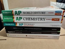 Lot - Barron's AP World History Psychology Chemistry Plus 3 Other Books As Shown