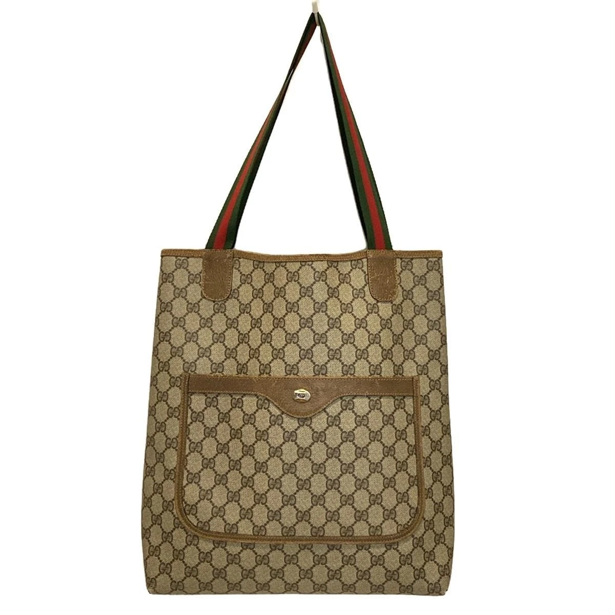 Sac fourre tout Gucci GG Plus Supreme Sherry Web marron clair/multi cuir d'occasion
