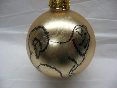 NEW HANDPAINTED TIBETAN SPANIEL GLASS CHRISTMAS ORNAMENT 2 3/4''