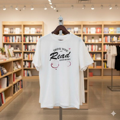 Drink Wine Read Good Books Unisex Graphic T-Shirt Book Lover Tee - S190