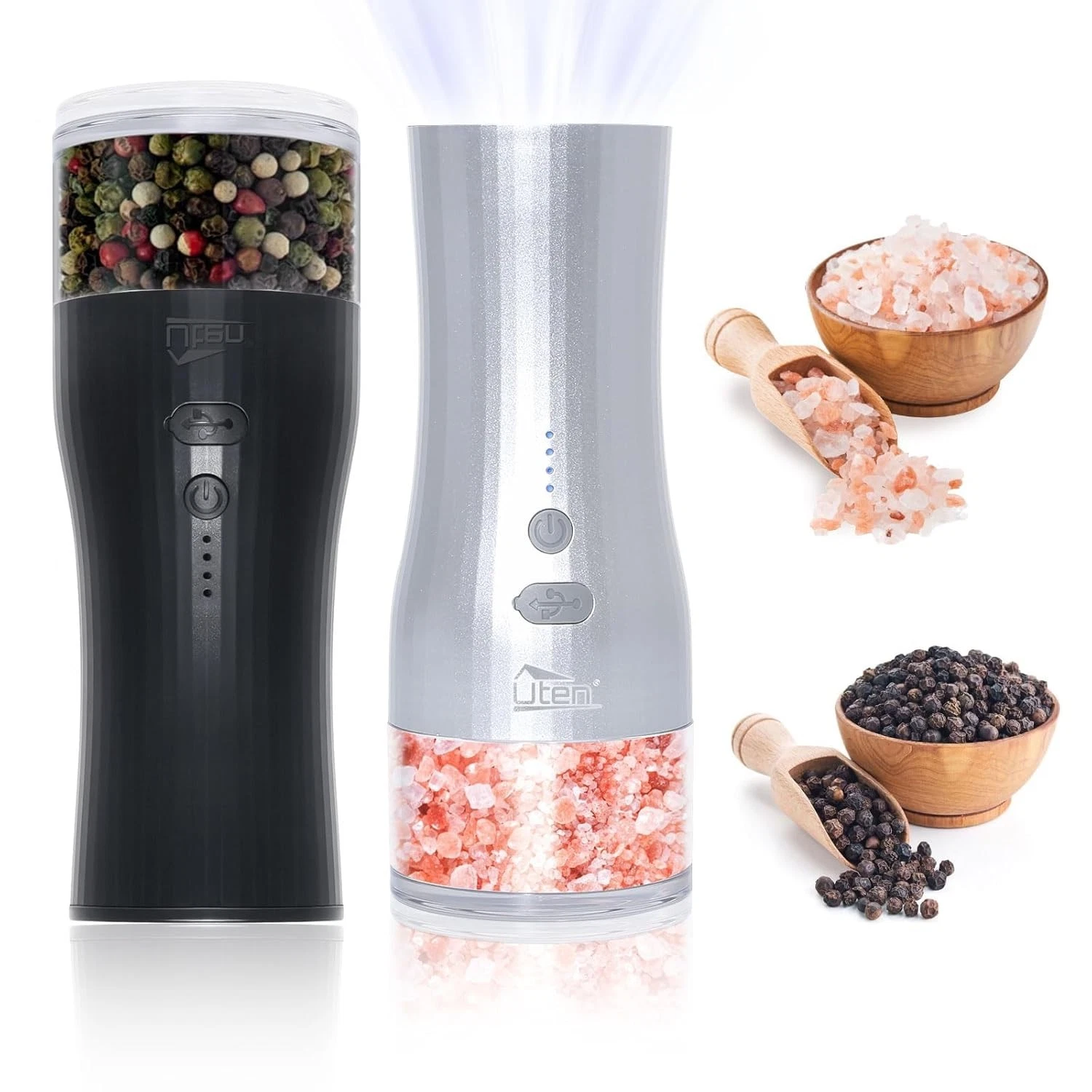 Electric Salt and Pepper Grinder Set, Automatic Salt and Pepper Shaker Gravity