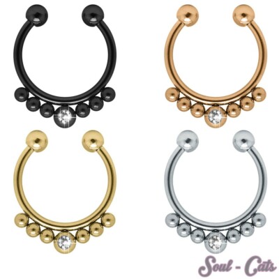 1 Fake Piercing Septum Nasenstecker Nasenpiercing Nasenring gold silber schwarz