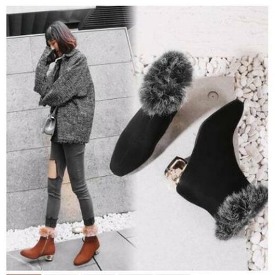Womens Elegant Chunky Heel Ankle Boots 