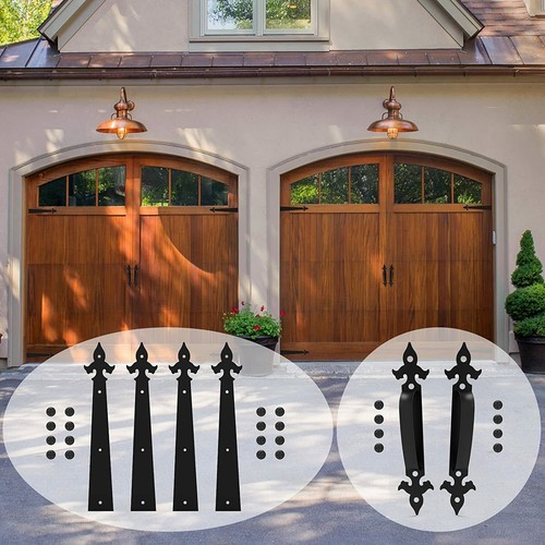 Steel Garage Door Hardware Kit Decorative Carriage House 4pc Hinges 2pc Handles - Picture 42 of 50