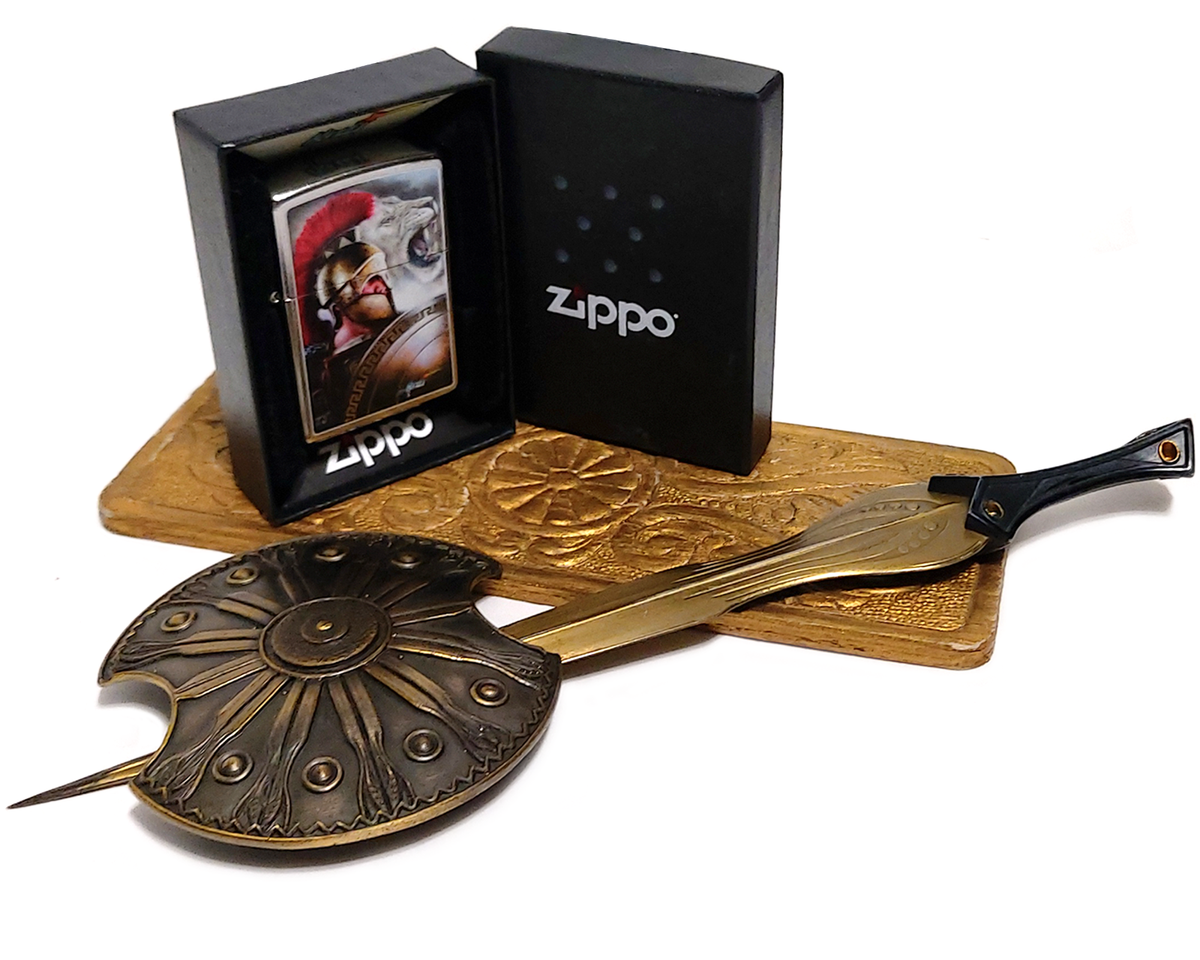 Zippo by Mazzi 49095 Spartan and Lion Windproof Pocket Zippo by Mazzi 49095 Spartan and Lion Windproof Pocket
