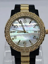 Issac Mizrahi Live Women's Two Tone Mother Of Pearl 38mm Watch Needs BATTERY 