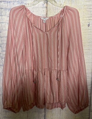 a new day womens Pink Stripe peplum boho top Sz XXXL (22)