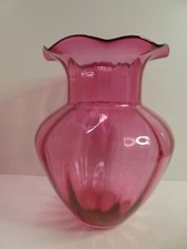 LARGE VINTAGE CRANBERRY RUBY GLASS VASE