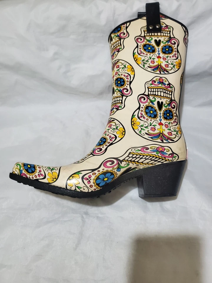 Botas Blazin Roxx Calavera de Azúcar Puntera Cuadrada Talla 7 Bota de Lluvia Foto 3 de 4