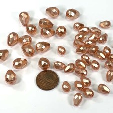 Lt Pink Faceted Pearl Czech Fire Polished Pear Shaped Glass Beads 10x7mm 13x10mm