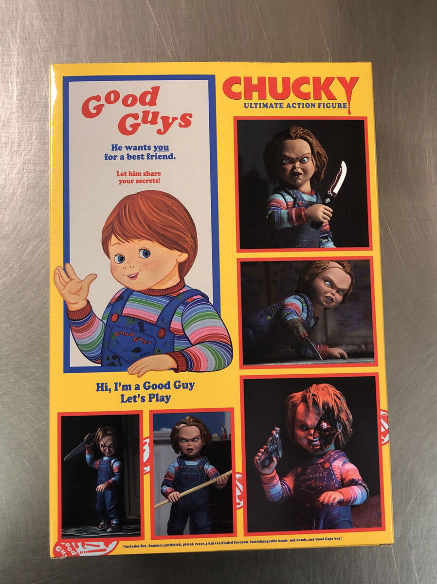 NECA HORROR CHUCKY 8” ULTIMATE ACTION FIGURE GOOD GUYS HE WANT YOU FOR A  FRIEND