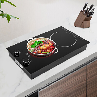 2-Burner Electric Induction Cooktop Stove Top Touch Control Child Lock 110V