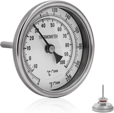 #ad Stainless Steel Thermometer Dial Thermometer 1 2 Npt Homebrew Kettle Thermometer $21.97