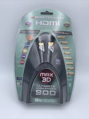 Monster Cable HDMI Max 3D Ultimate High Speed 900 8ft Cable 140504, New Sealed