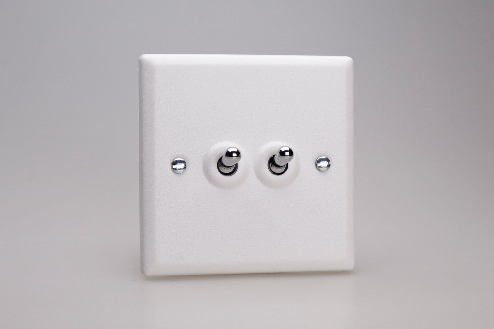 Varilight XYT2.CW Urban Chalk White 2 Gang 10A 1 or 2 Way Toggle Light Switch