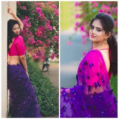 Download Indian Pakistani Mono Net Saree Butterfly Applique 3d Butterfly Work 5colors Ebay