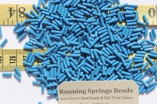 2x7mm Bugle Bead 3 Straight Op. Slate Blue Czech Glass Beads Crafts Jewelry/1oz