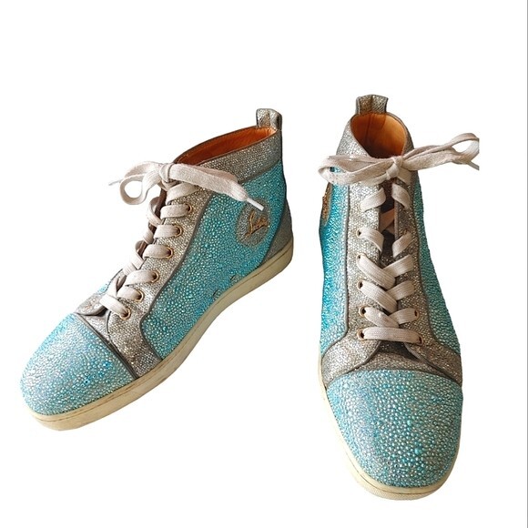 25SS【ルブタン】Louis Junior Strass スニーカー ストラス Louis Junior Strass ブラック ストラス（クリスタル） - Shoes