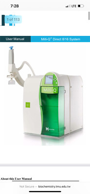 Millipore Sigma Direct 16 water purification system laboratory grade with rese