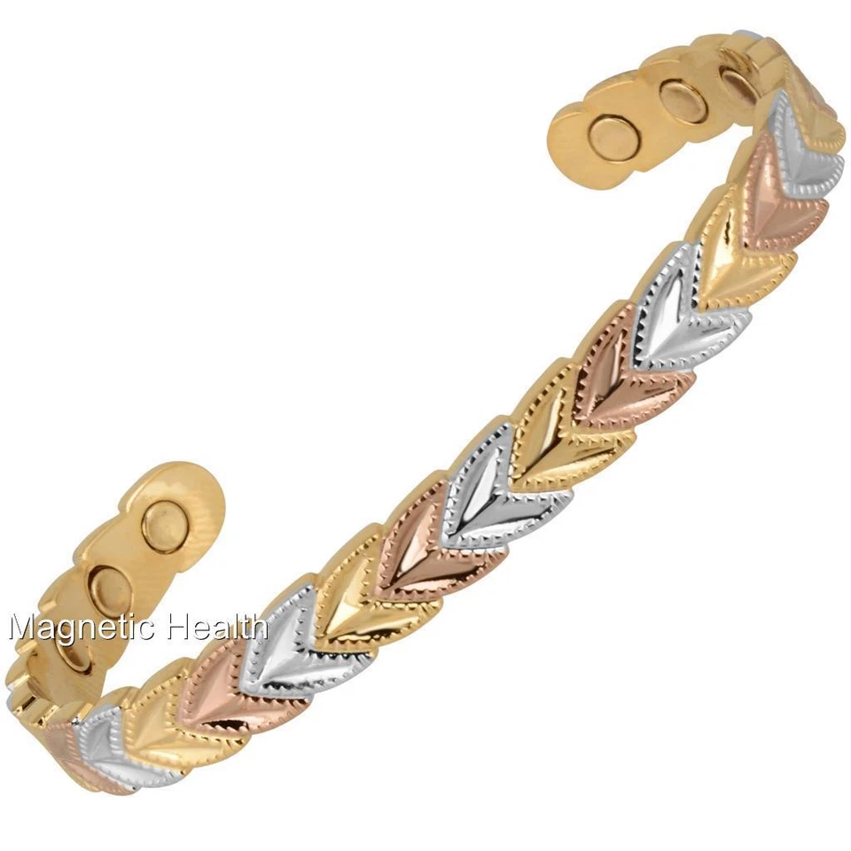 MHP LADIES COPPER MAGNETIC HEALING BANGLE 3 TONE BRACELET - ARTHRITIS PAIN RELIEF 15