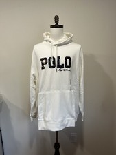 NWT 158 Polo Ralph Lauren Men  s White Long Sleeve Drawstring Fleece Hoodie 2XB
