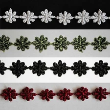Unotrim 0.5" Ivory or Burgundy Dark Red Small Flower Venice Lace Trim by Yard
