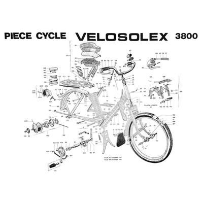 Nomenklatur solex 3800 400x300mm Teile ersatzteile Plakat Fahrrad 
