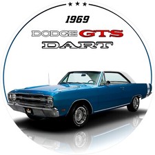 1969 Dodge Dart Gts 11.75in Round Metal Sign