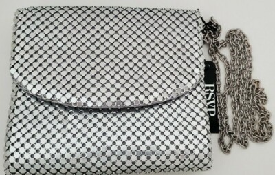 NEW RSVP Metallic Mesh Silver Evening Shoulder Purse w/Chain Strap, Ret. Tag $25